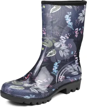 DKSUKO Waterproof Womens Rain Boots insulated,Lightweight Rubber fashion Boots in Gardening,Warm and Comfortable Wide Calf Rain Boots with Glossy in Outdoor