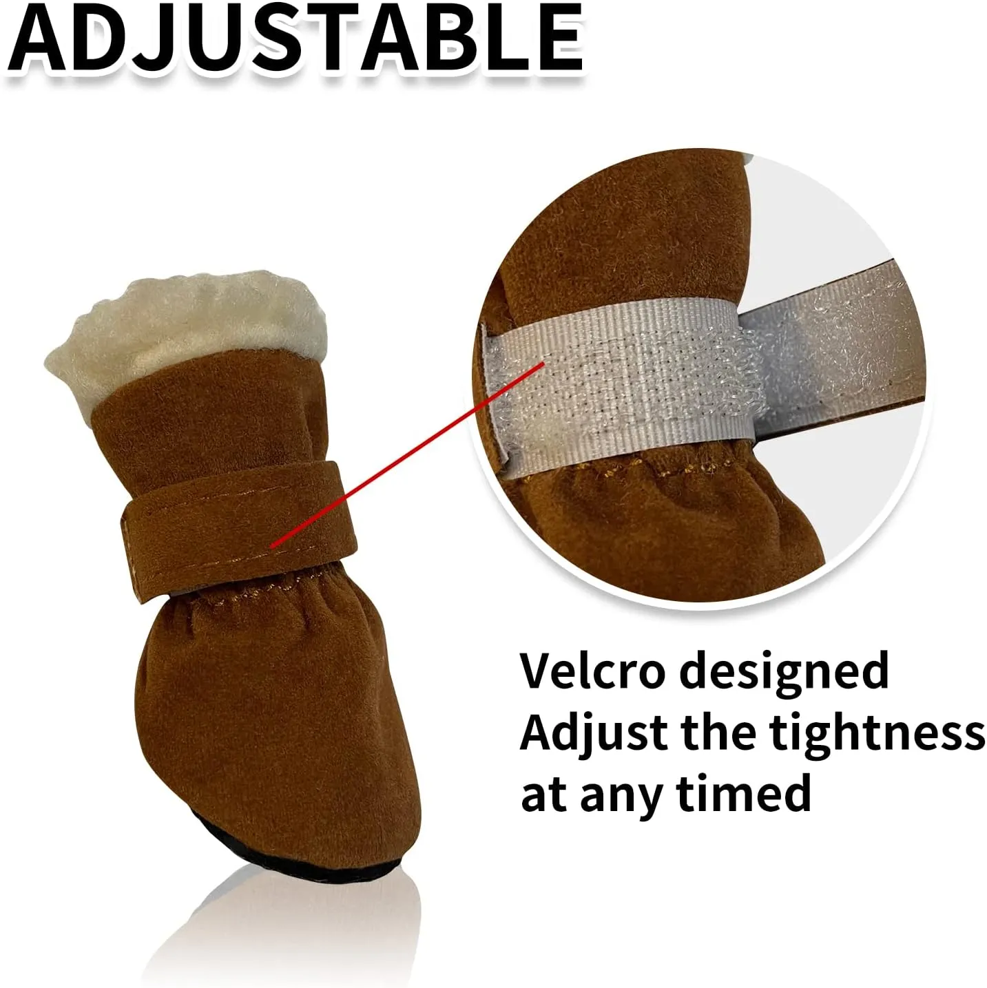 Dog Boots, Fleece Dog Shoes for Small Dogs, Anti-Slip Sole Dog Boots & Paw Protectors, Dog Winter Snow Booties for Outdoor Walking Running