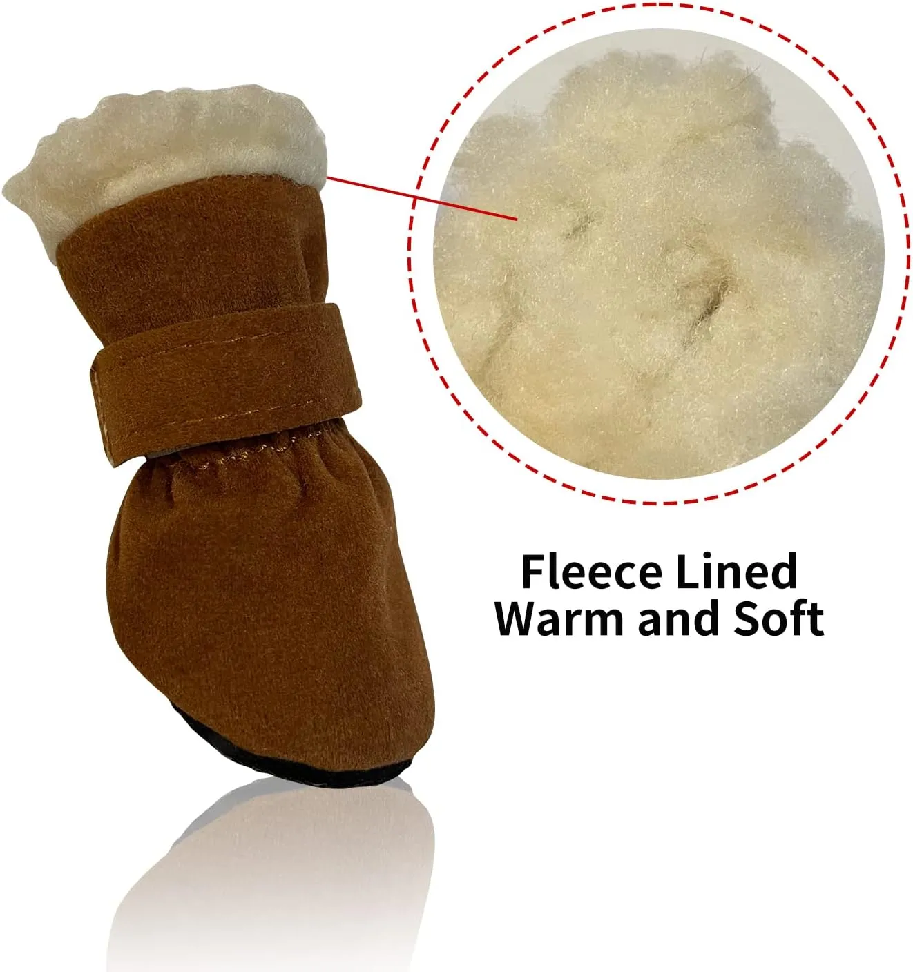 Dog Boots, Fleece Dog Shoes for Small Dogs, Anti-Slip Sole Dog Boots & Paw Protectors, Dog Winter Snow Booties for Outdoor Walking Running