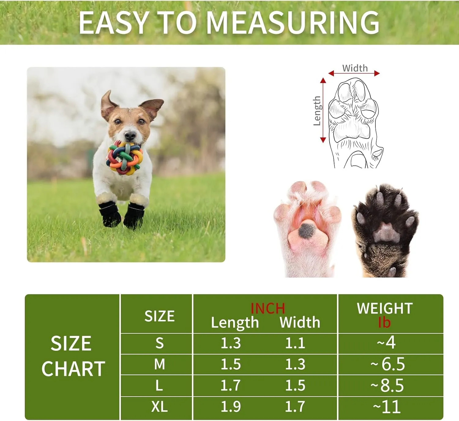 Dog Boots, Fleece Dog Shoes for Small Dogs, Anti-Slip Sole Dog Boots & Paw Protectors, Dog Winter Snow Booties for Outdoor Walking Running