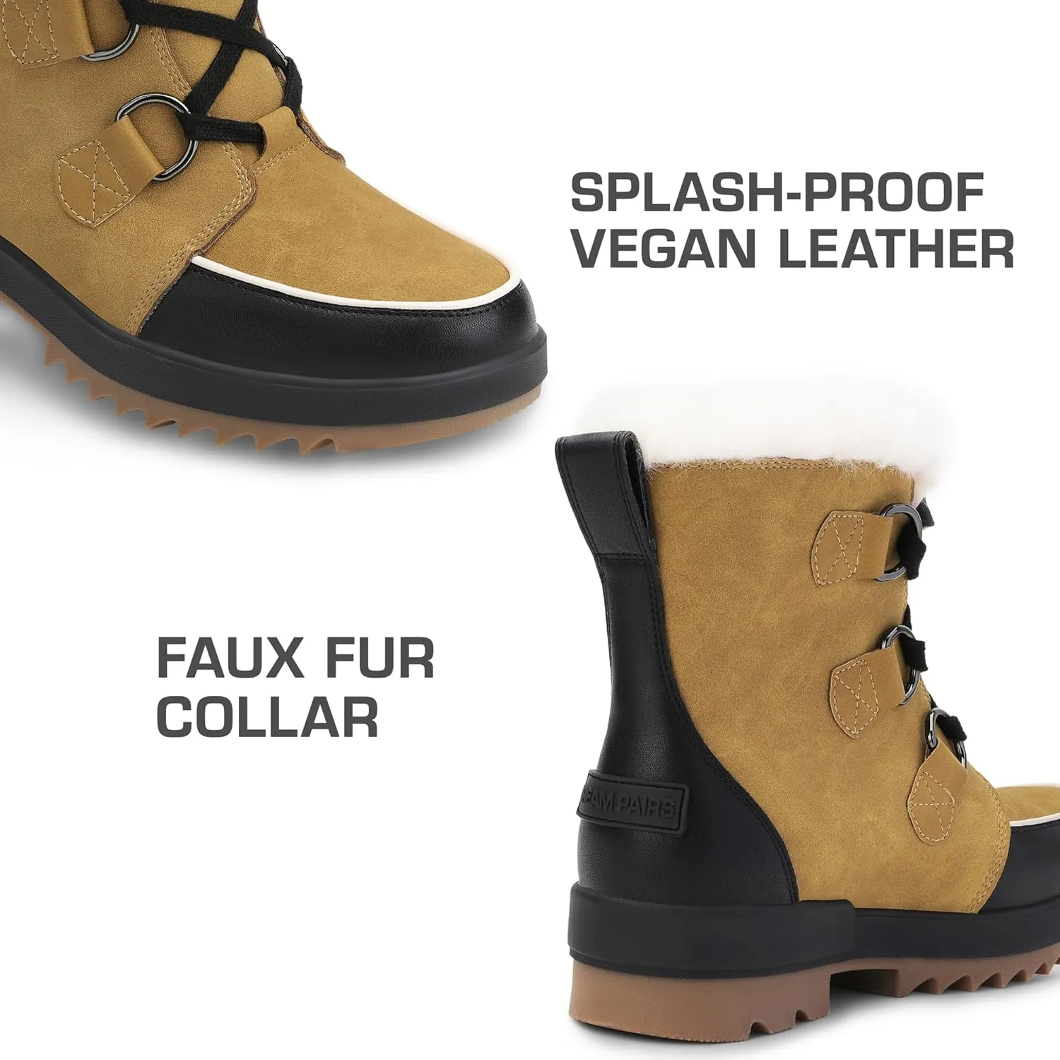 DREAM PAIRS Ankle Winter Boots for Women Snow Boots Anti-Slip Resistant Classic Warm Faux Fur Lined Lace Up for Outdoor Hiking Walking