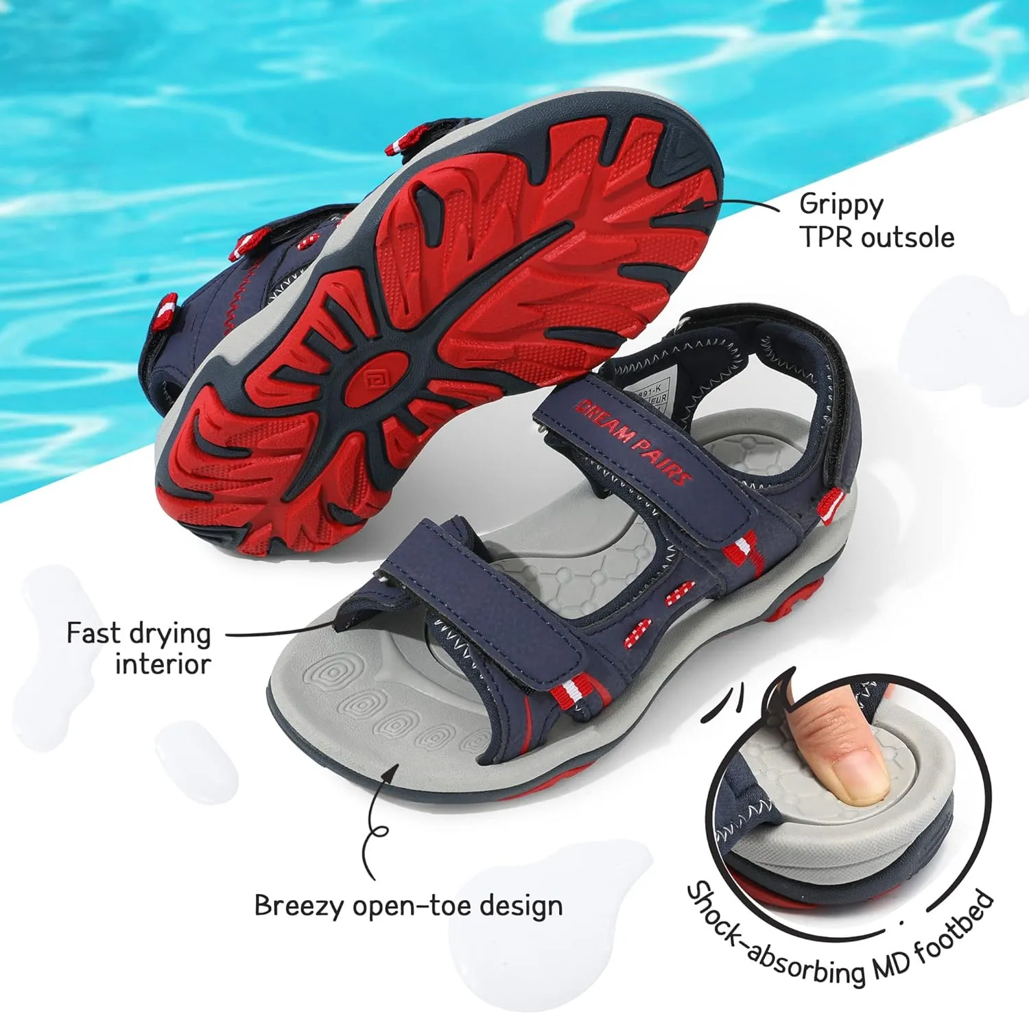DREAM PAIRS Boys Girls Fashion Athletic Summer Sports Sandals(Toddler/Little Kid/Big Kid)