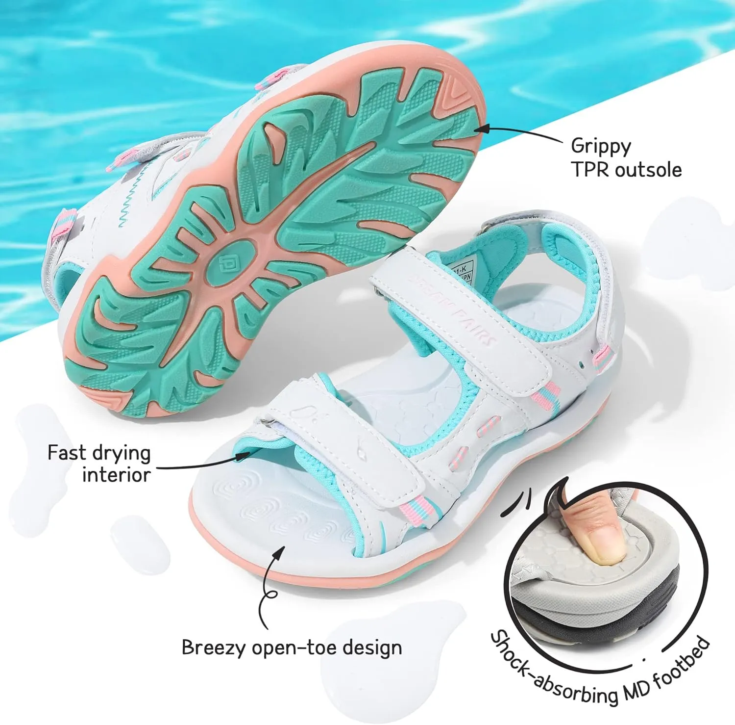 DREAM PAIRS Boys Girls Fashion Athletic Summer Sports Sandals(Toddler/Little Kid/Big Kid)
