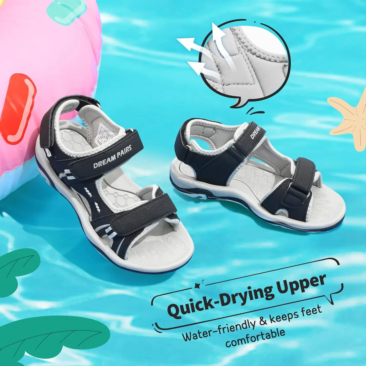 DREAM PAIRS Boys Girls Fashion Athletic Summer Sports Sandals(Toddler/Little Kid/Big Kid)