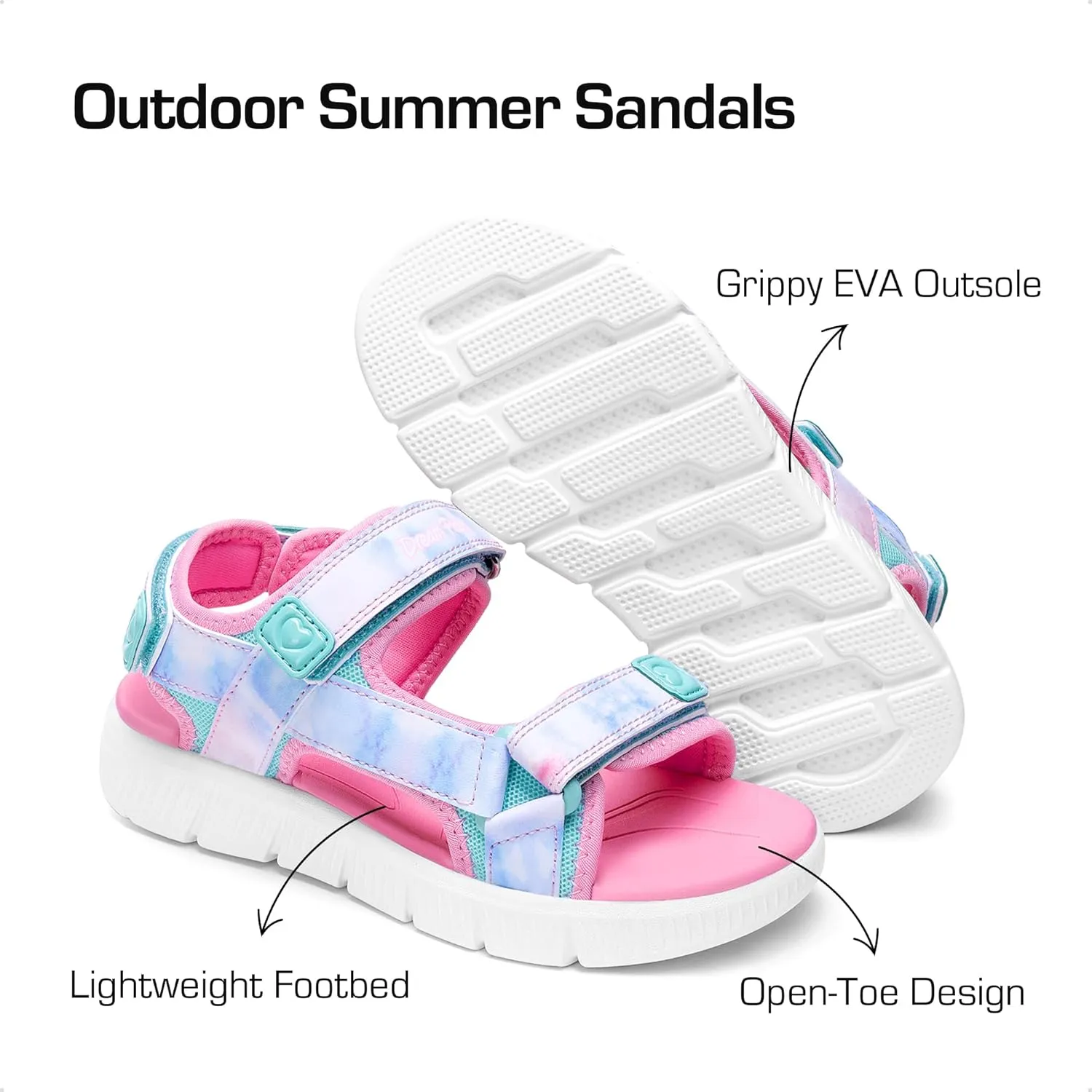 DREAM PAIRS Boys Girls Sandals Kids Athletic Summer Water Open Toe Shoes for Little/Big Kid
