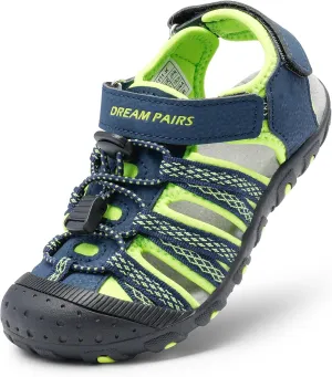 DREAM PAIRS Boys Girls Summer Outdoor Athletic Sport Sandals Hiking Beach Casual Closed Toe Adjustable Multicolor for Toddler/Little/Big Kids