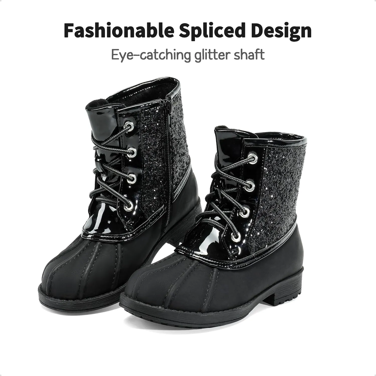DREAM PAIRS Girls Side Zipper Glitter Ankle Boots(Toddler/Little Kid/Big Kid)