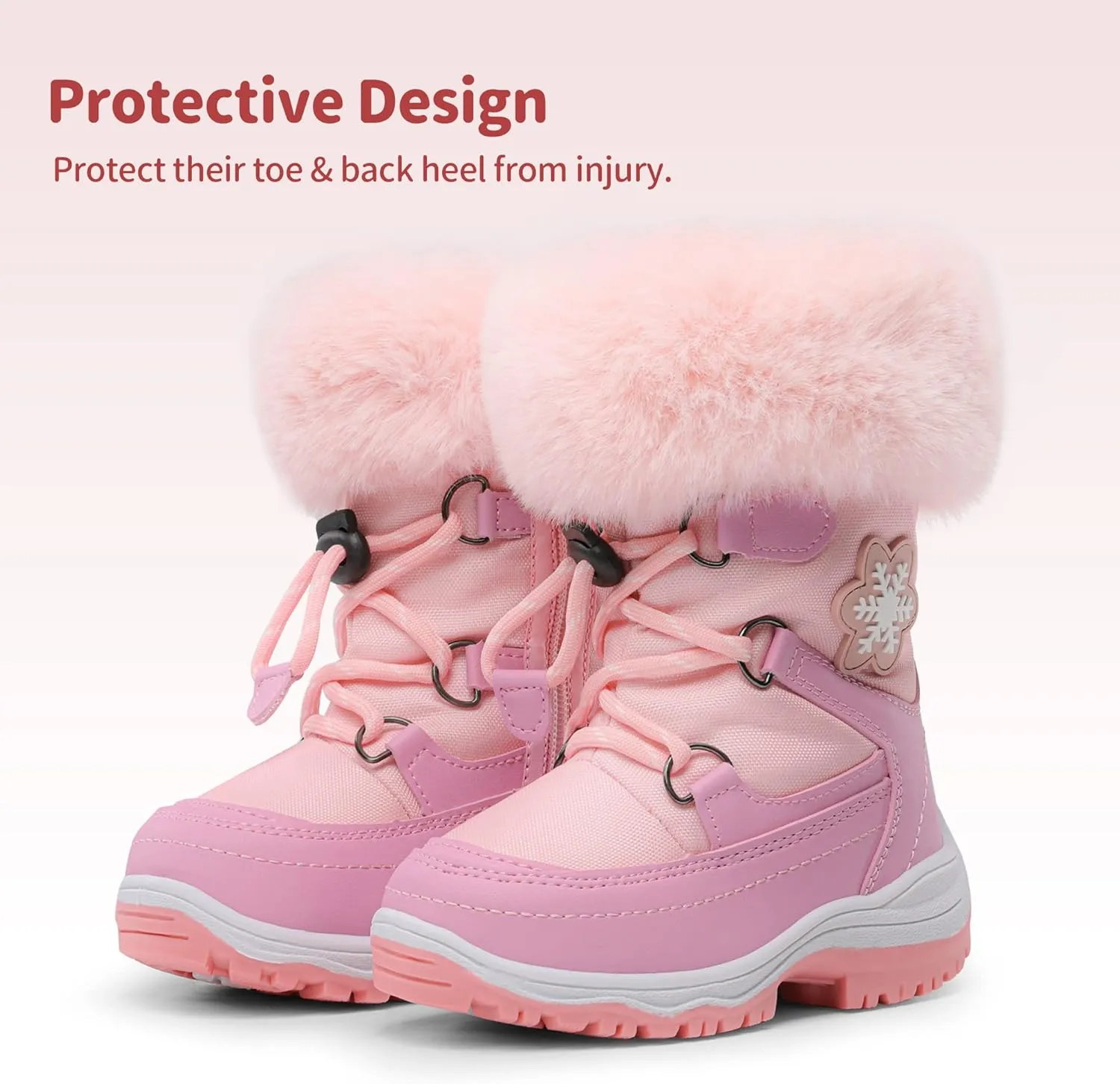 DREAM PAIRS Girls Toddler Snow Boots Slip Resistant Faux Fur Lined Mid Calf Little Kids Winter Shoes