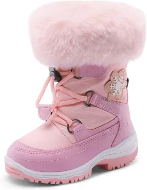DREAM PAIRS Girls Toddler Snow Boots Slip Resistant Faux Fur Lined Mid Calf Little Kids Winter Shoes