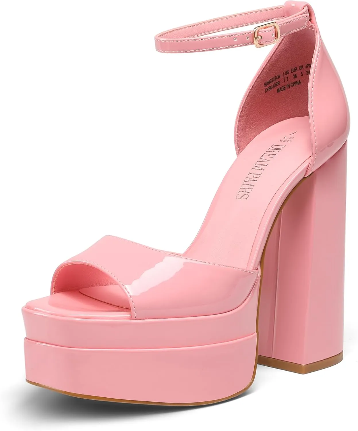 DREAM PAIRS High Heels Chunky Block Platform Heels for Women Ankle Strap Sexy Open Square Toe Heels Dressy Pumps Sandals