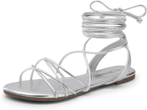 DREAM PAIRS Lace-up Gladiator Sandals Strappy Dressy Summer Flat Sandals for Women