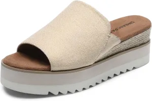 DREAM PAIRS Platform Sandals Women Slip-on Espadrille Bohemia Wedge Sandals, Comfort Dressy Summer Open Toe Canvas Slides for Women's Outdoor Walking Beach Vacation