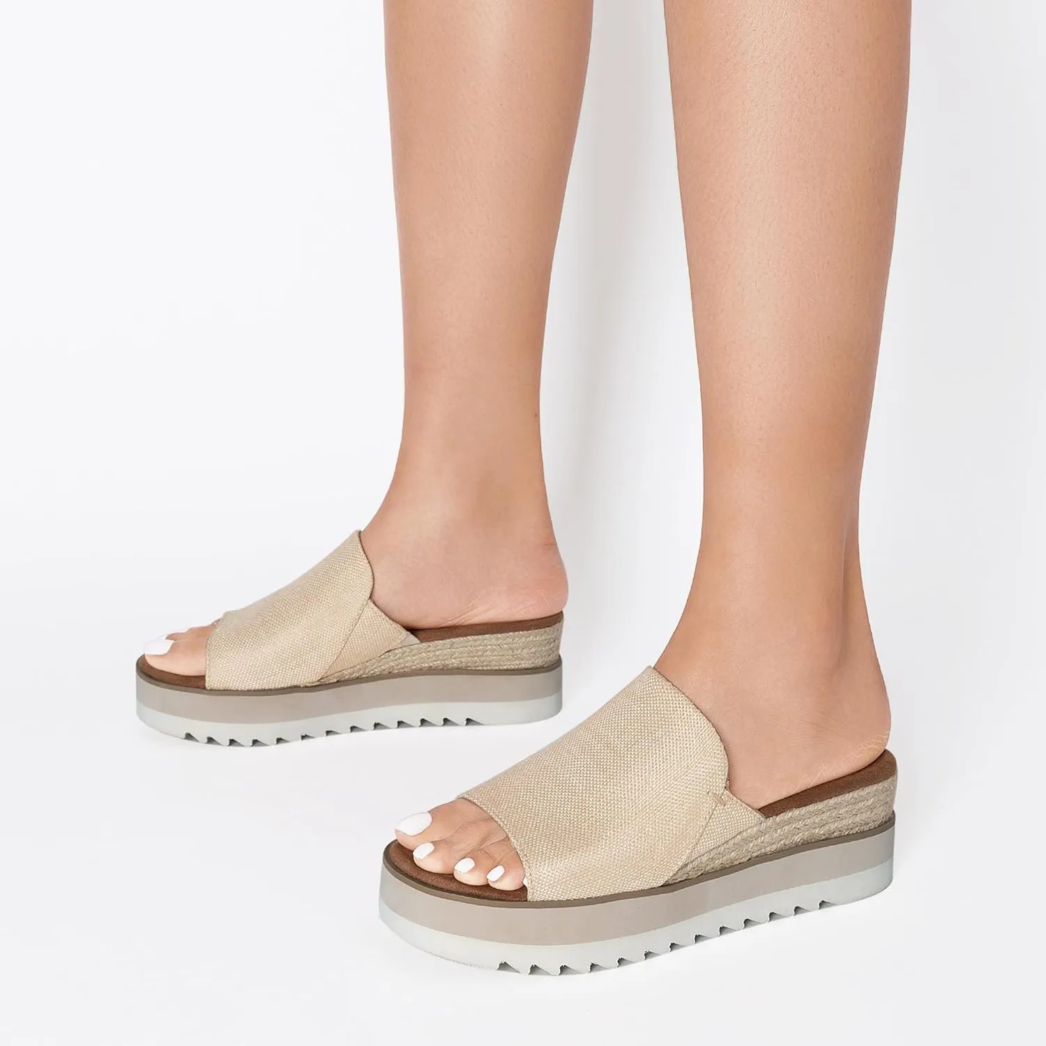 DREAM PAIRS Platform Sandals Women Slip-on Espadrille Bohemia Wedge Sandals, Comfort Dressy Summer Open Toe Canvas Slides for Women's Outdoor Walking Beach Vacation