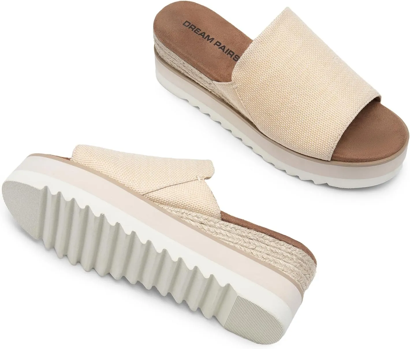 DREAM PAIRS Platform Sandals Women Slip-on Espadrille Bohemia Wedge Sandals, Comfort Dressy Summer Open Toe Canvas Slides for Women's Outdoor Walking Beach Vacation