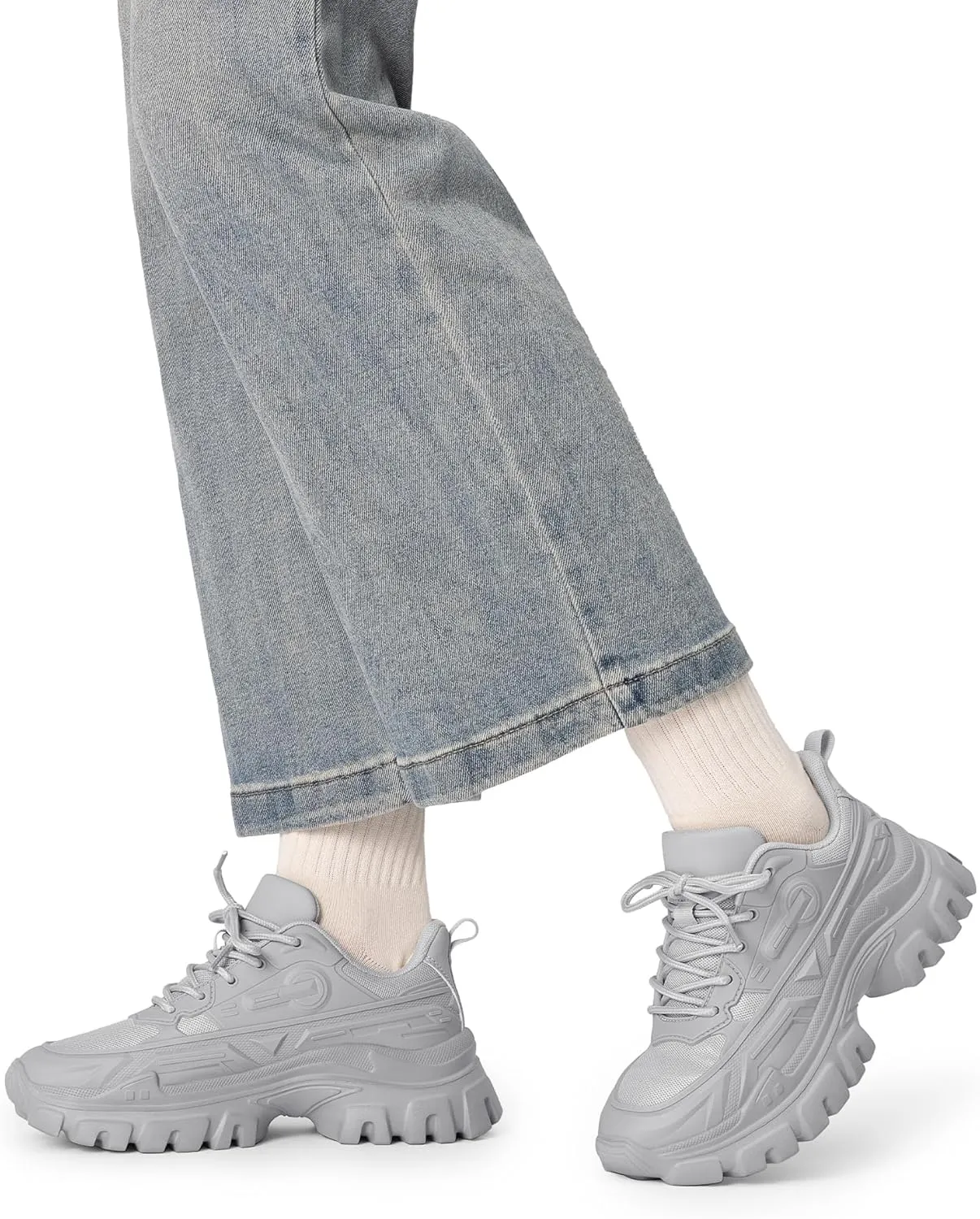 DREAM PAIRS Women Chunky Fashion Sneakers Platform Bold Lace-Up Comfortable Sneakers.
