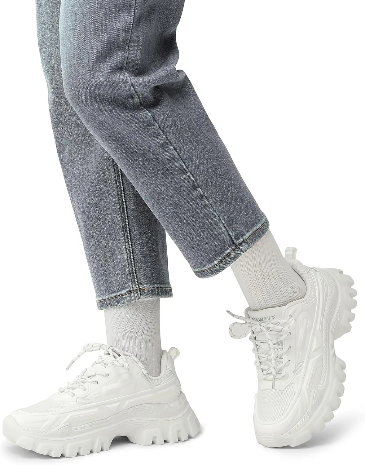 DREAM PAIRS Women Chunky Fashion Sneakers Platform Bold Lace-Up Comfortable Sneakers.