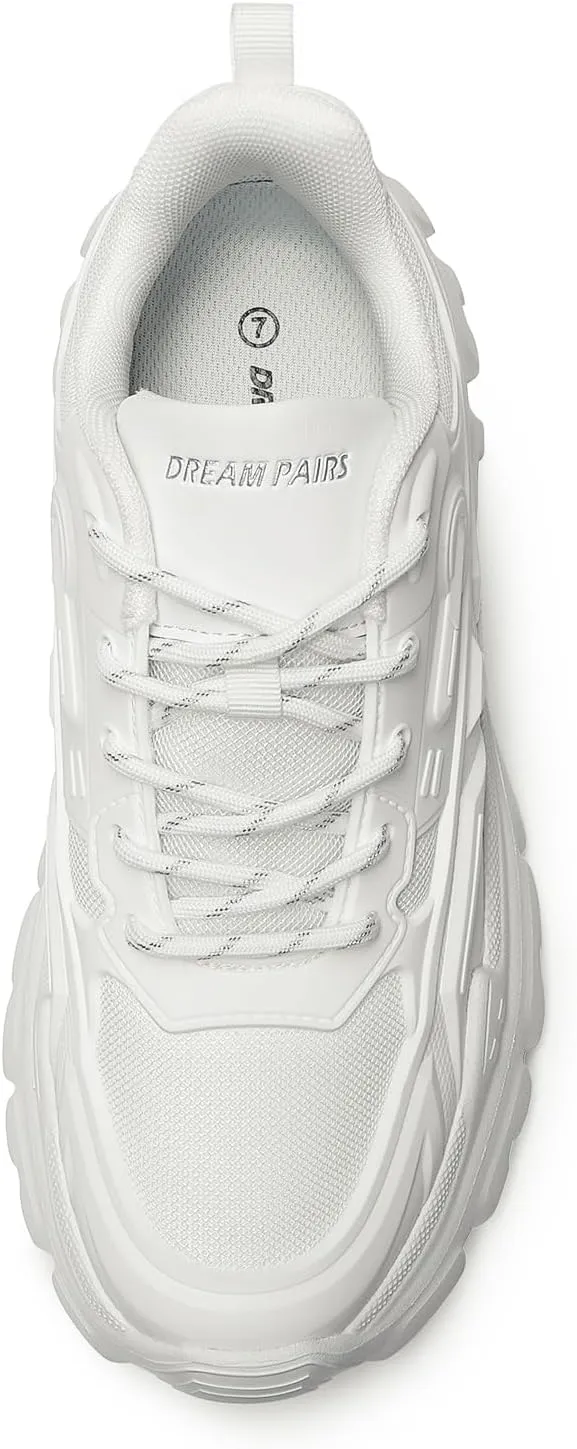 DREAM PAIRS Women Chunky Fashion Sneakers Platform Bold Lace-Up Comfortable Sneakers.