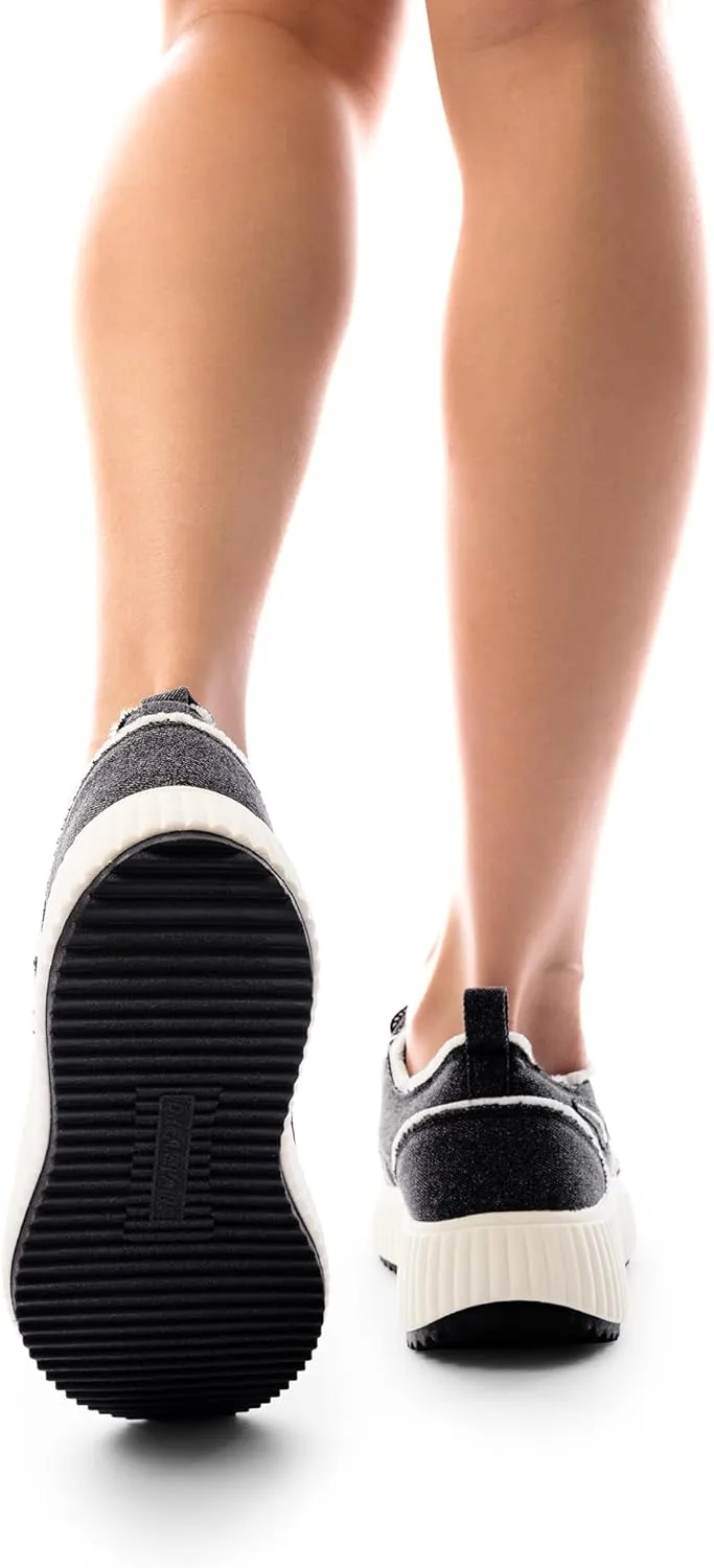 DREAM PAIRS Women Platform Chunky Lightweight Comfortable Casual Denim Fabric Lace-Up Kay Walking Fashion Sneakers