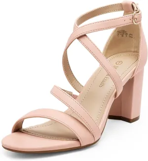 DREAM PAIRS Women’s Ankle Strap Dress Pump Low Chunky Heel Sandals