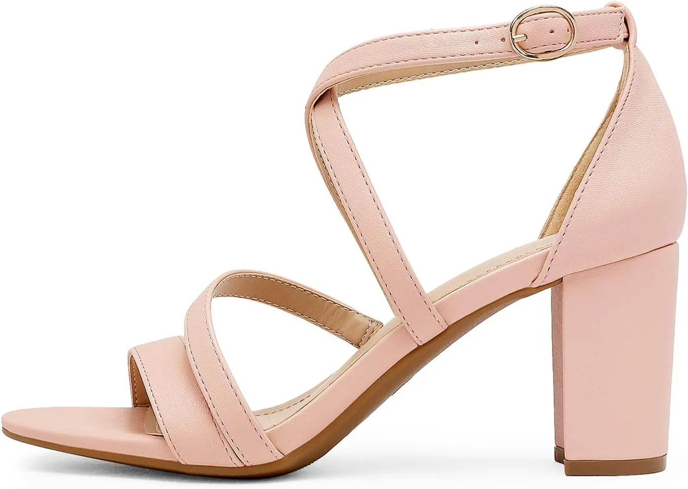DREAM PAIRS Women’s Ankle Strap Dress Pump Low Chunky Heel Sandals