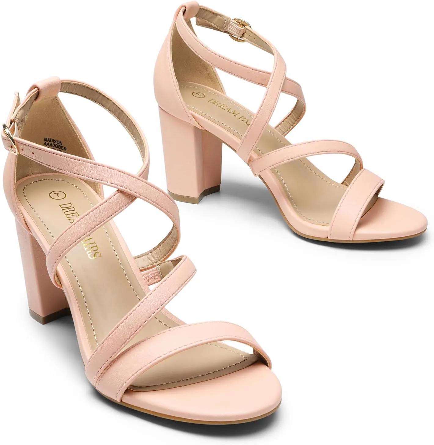 DREAM PAIRS Women’s Ankle Strap Dress Pump Low Chunky Heel Sandals