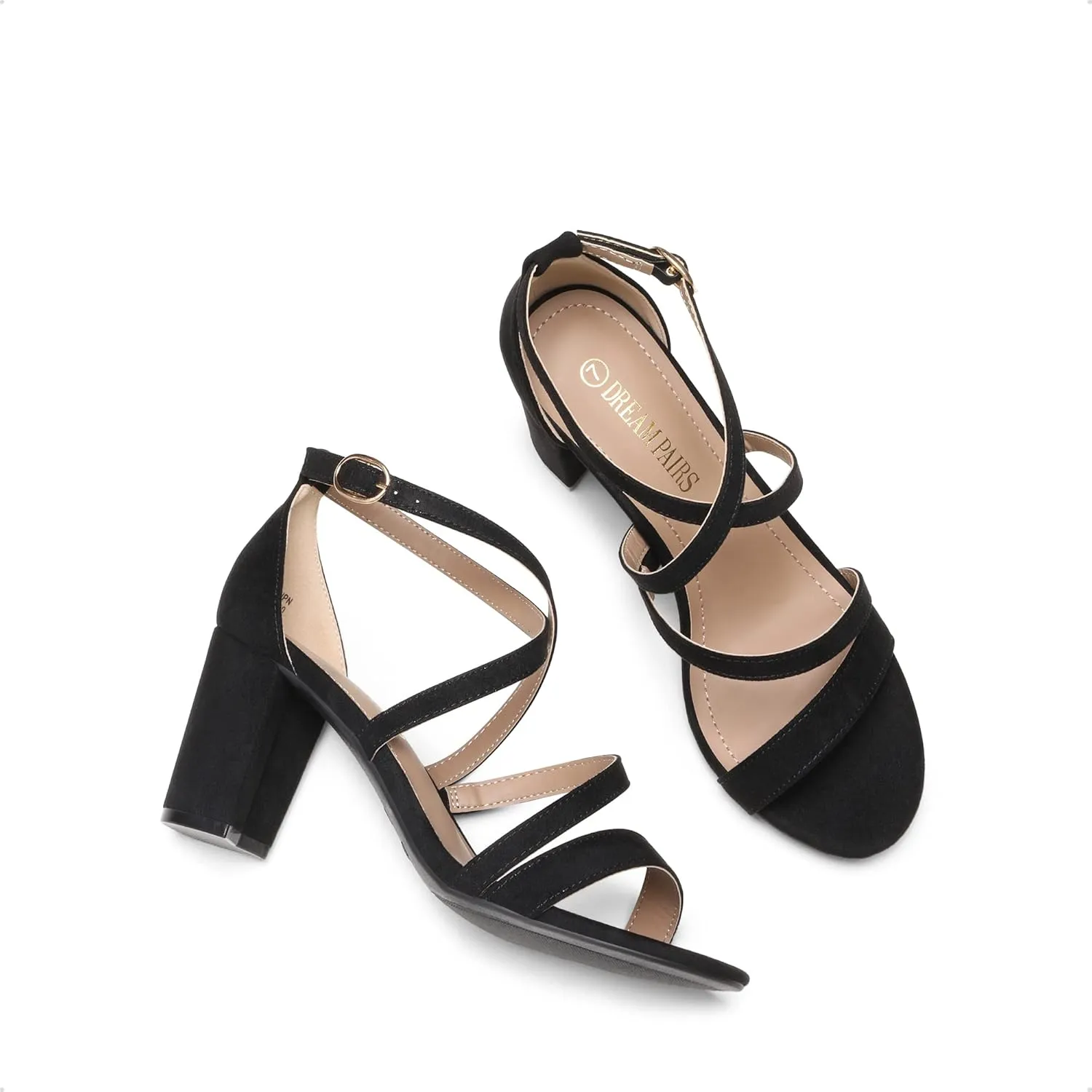 DREAM PAIRS Women’s Ankle Strap Dress Pump Low Chunky Heel Sandals