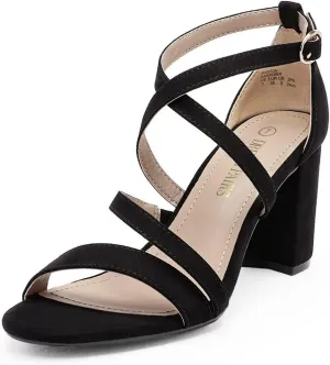 DREAM PAIRS Women’s Ankle Strap Dress Pump Low Chunky Heel Sandals