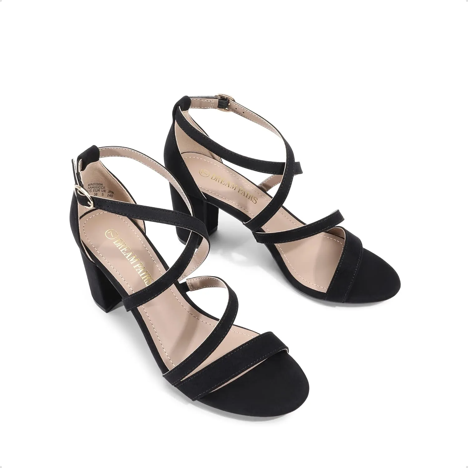 DREAM PAIRS Women’s Ankle Strap Dress Pump Low Chunky Heel Sandals