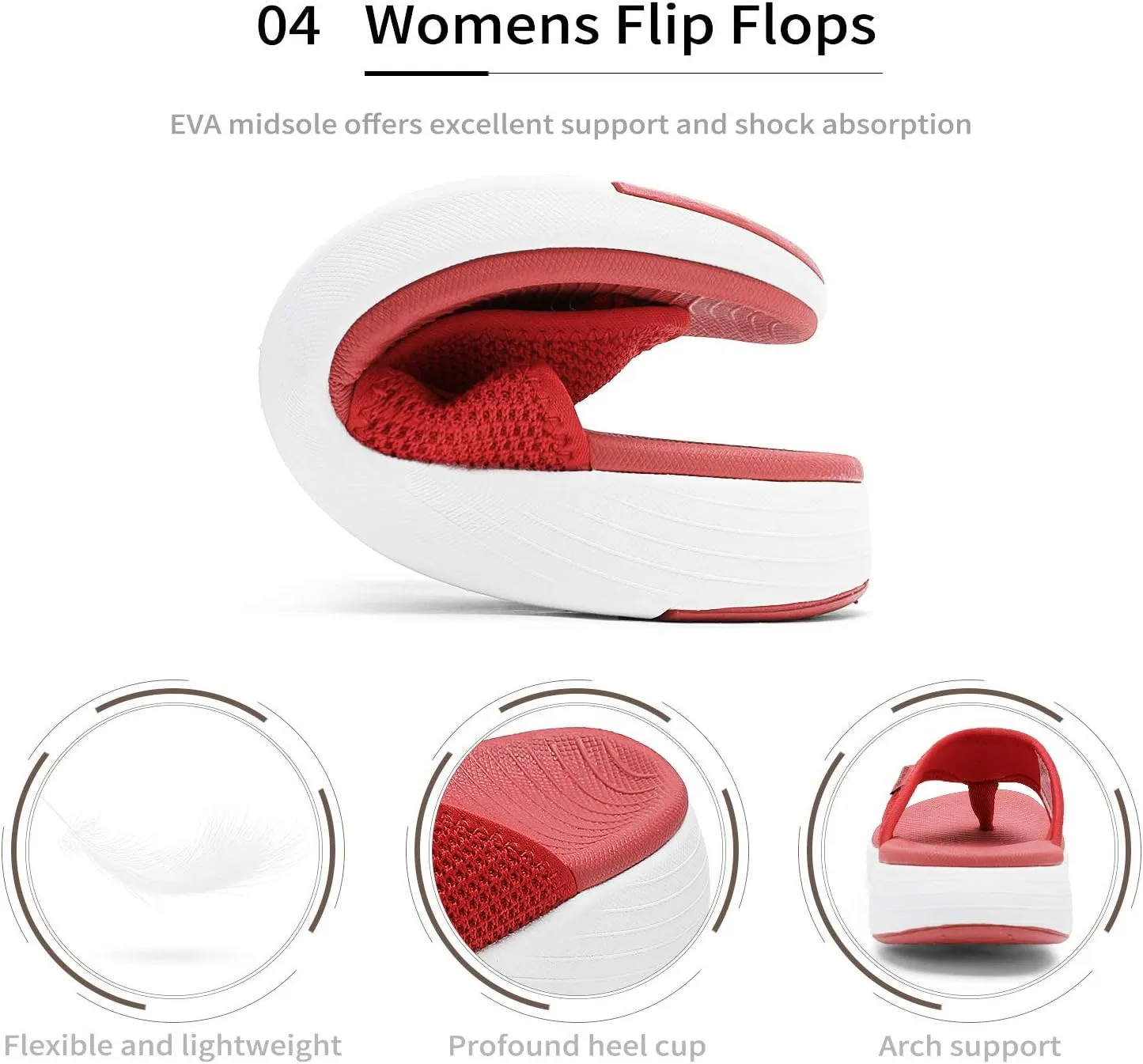 DREAM PAIRS Women's Arch Support Soft Cushion Flip Flops Thong Sandals