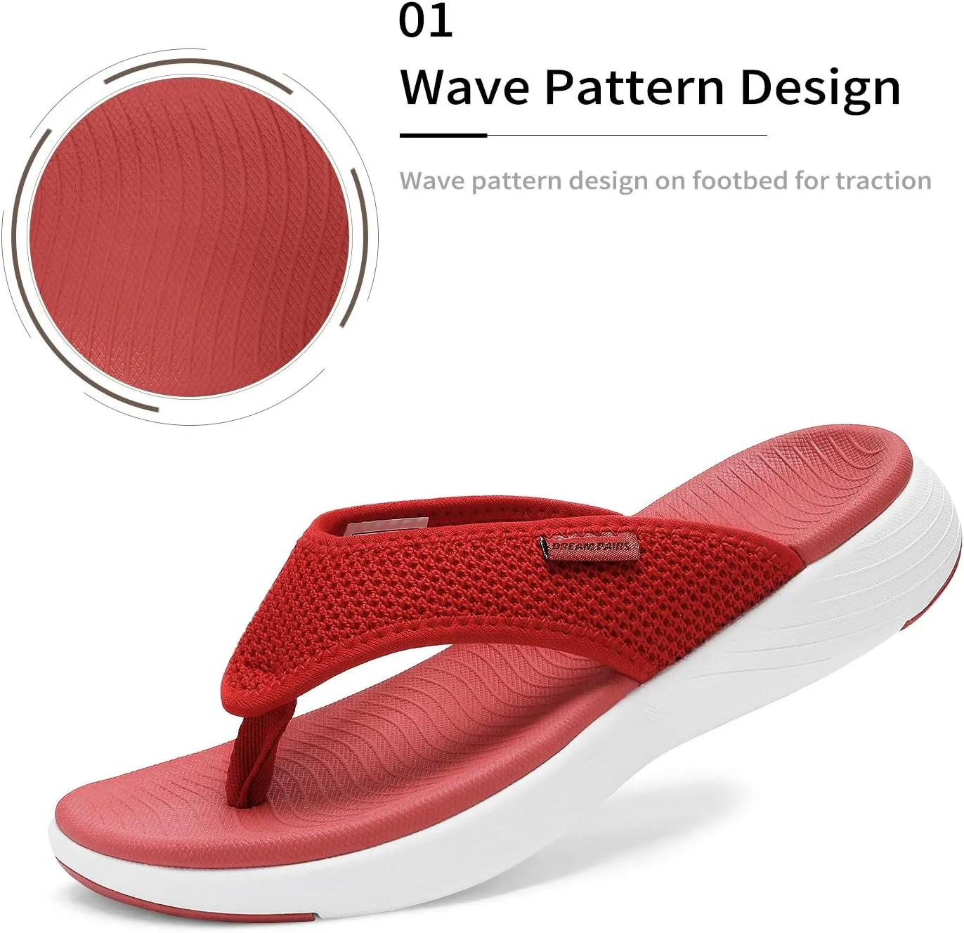 DREAM PAIRS Women's Arch Support Soft Cushion Flip Flops Thong Sandals