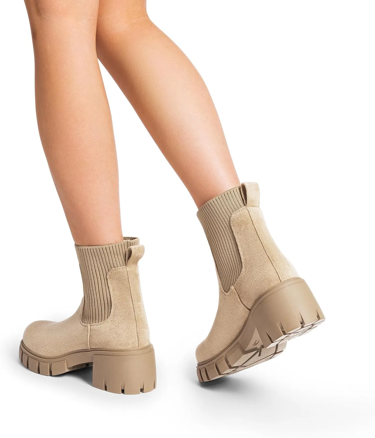 DREAM PAIRS Women's Elastic Chelsea Ankle Boots Fashion Low Chunky Heel Platform Lug Sole Short Booties Shoes
