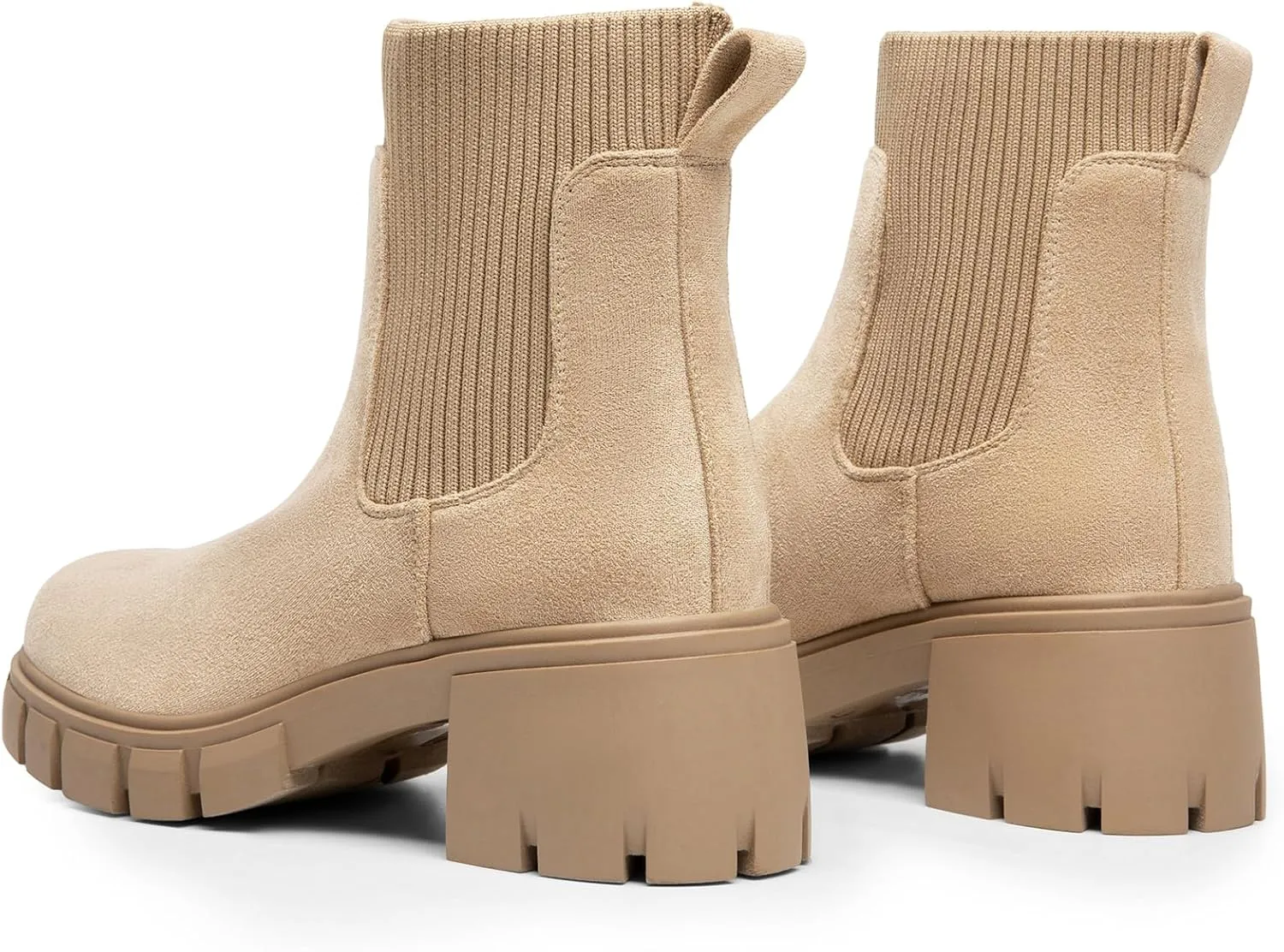DREAM PAIRS Women's Elastic Chelsea Ankle Boots Fashion Low Chunky Heel Platform Lug Sole Short Booties Shoes