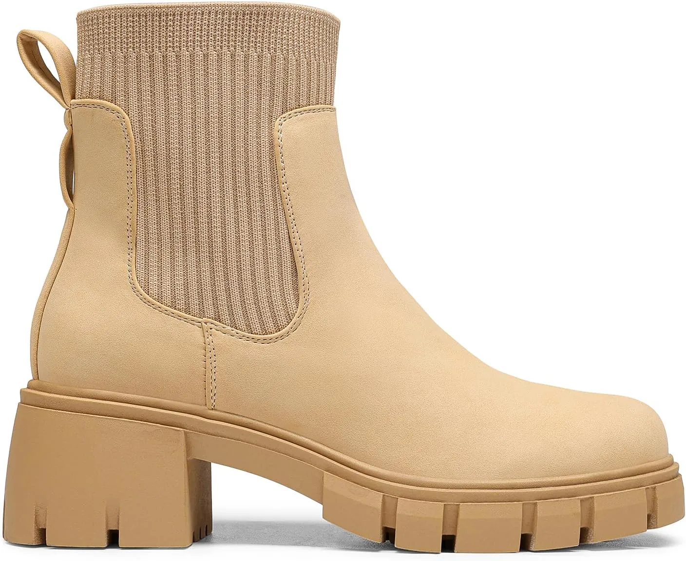 DREAM PAIRS Women's Elastic Chelsea Ankle Boots Fashion Low Chunky Heel Platform Lug Sole Short Booties Shoes