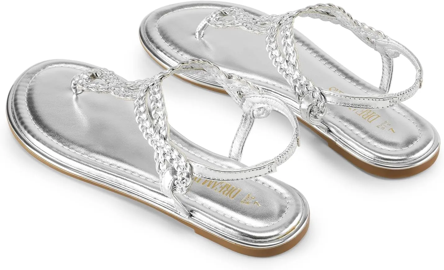 DREAM PAIRS Women's Flat Sandals Dressy Summer Stappy Comfortable Ankle Elastic T-Strap Beach Thong Sandals