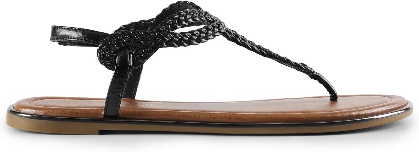 DREAM PAIRS Women's Flat Sandals Dressy Summer Stappy Comfortable Ankle Elastic T-Strap Beach Thong Sandals