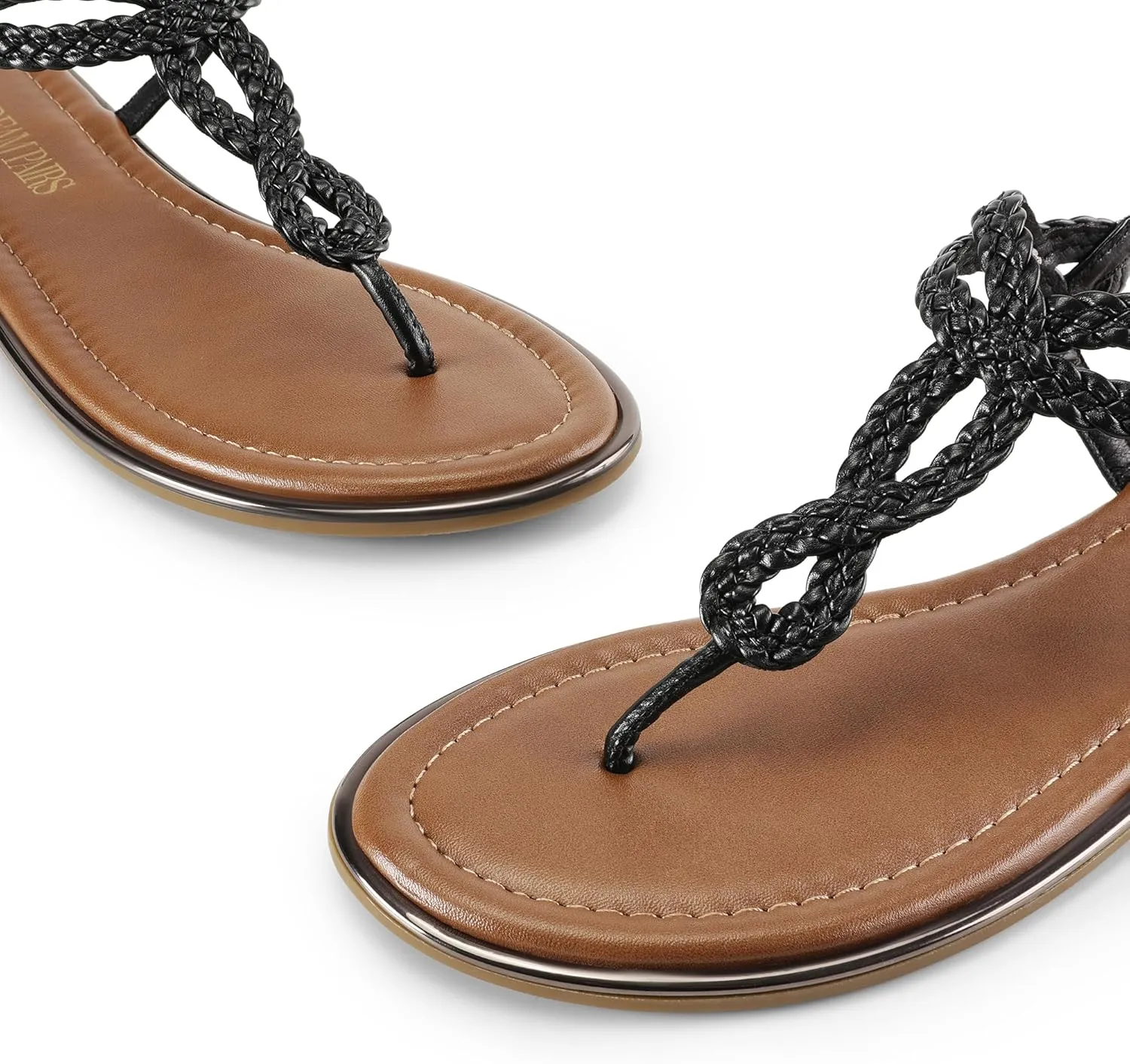 DREAM PAIRS Women's Flat Sandals Dressy Summer Stappy Comfortable Ankle Elastic T-Strap Beach Thong Sandals