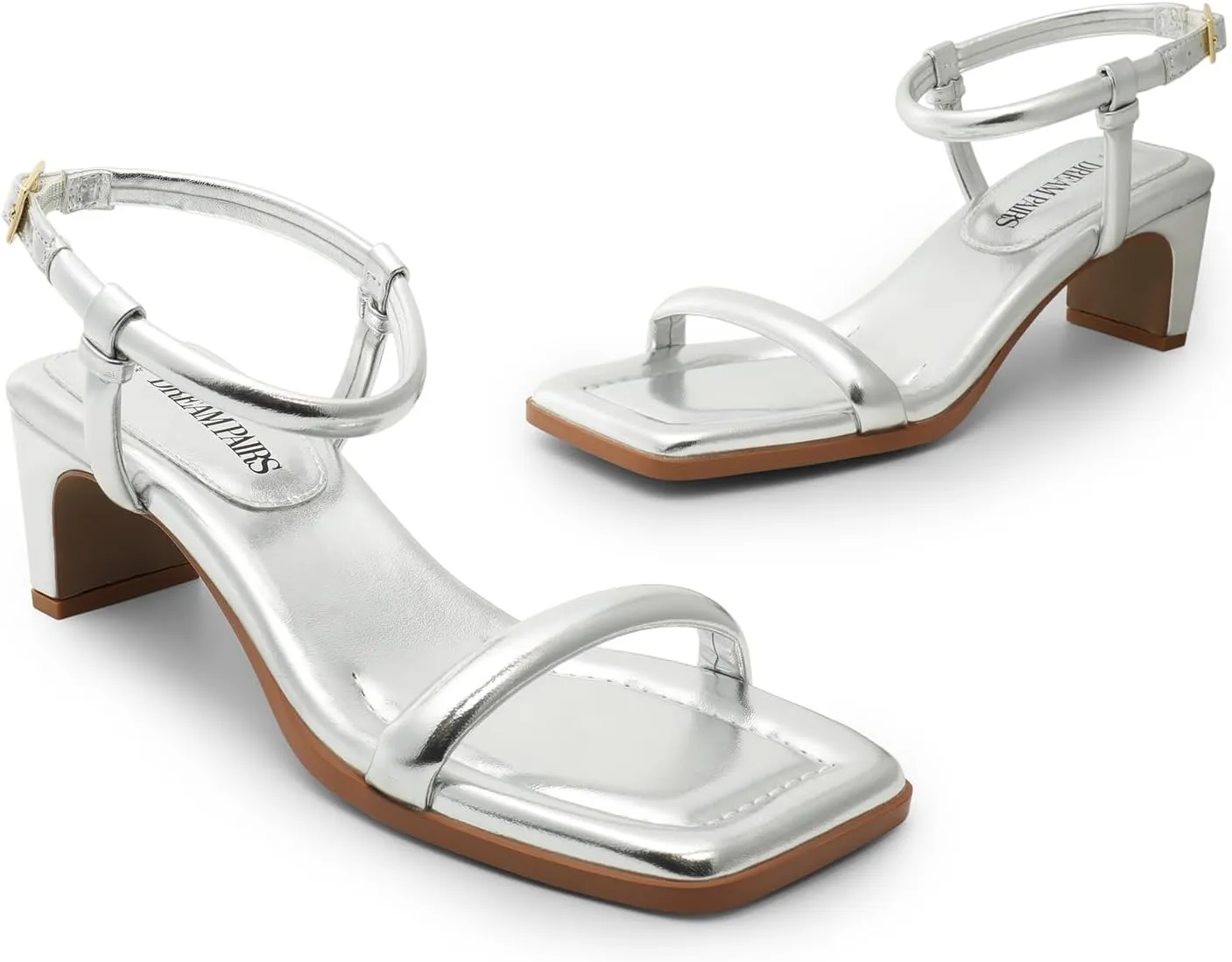 DREAM PAIRS Womens Heels Open Toe Ankle Strap Square Cute Wedding Party Sandal Comfort Dress Shoes