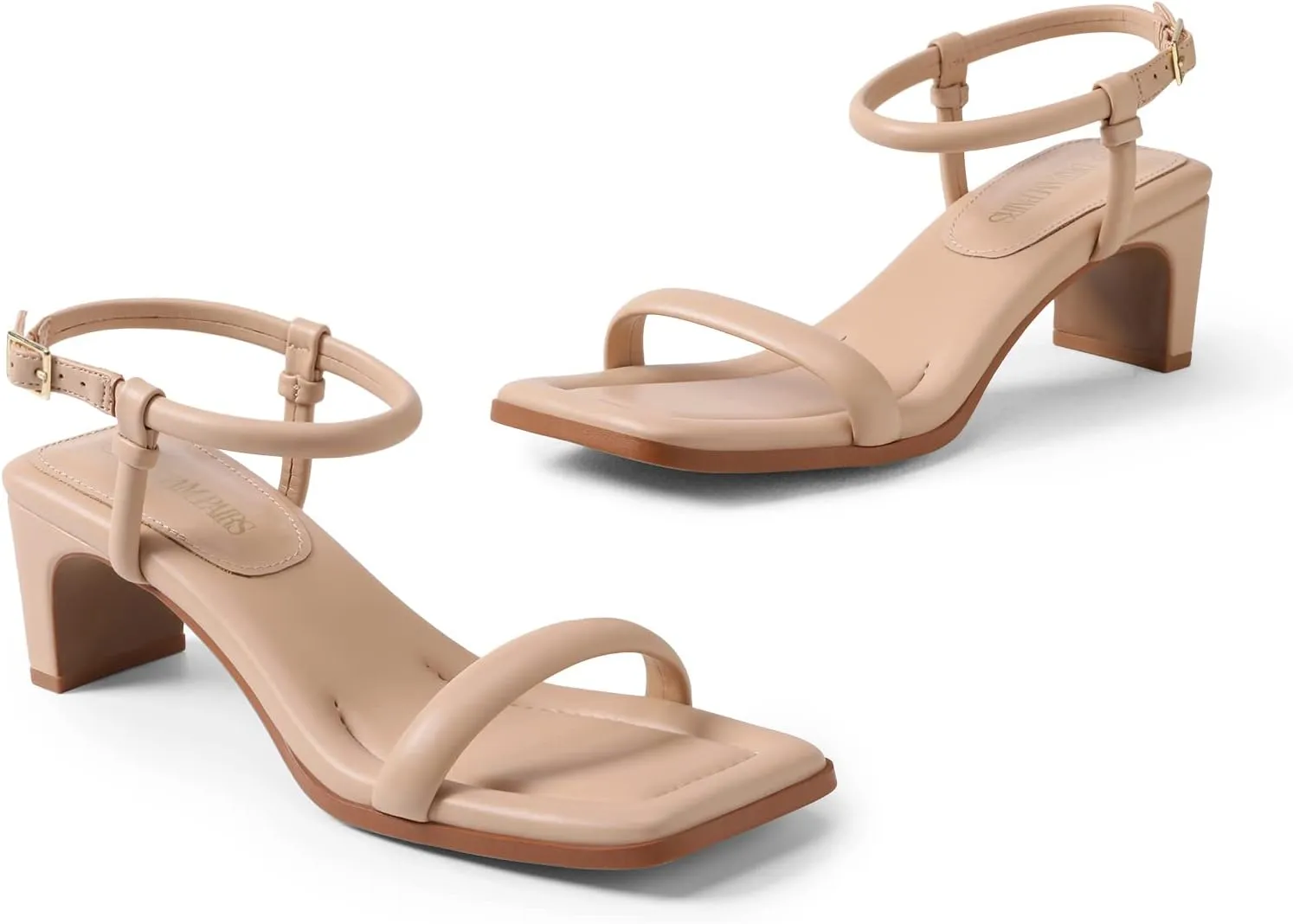 DREAM PAIRS Womens Heels Open Toe Ankle Strap Square Cute Wedding Party Sandal Comfort Dress Shoes