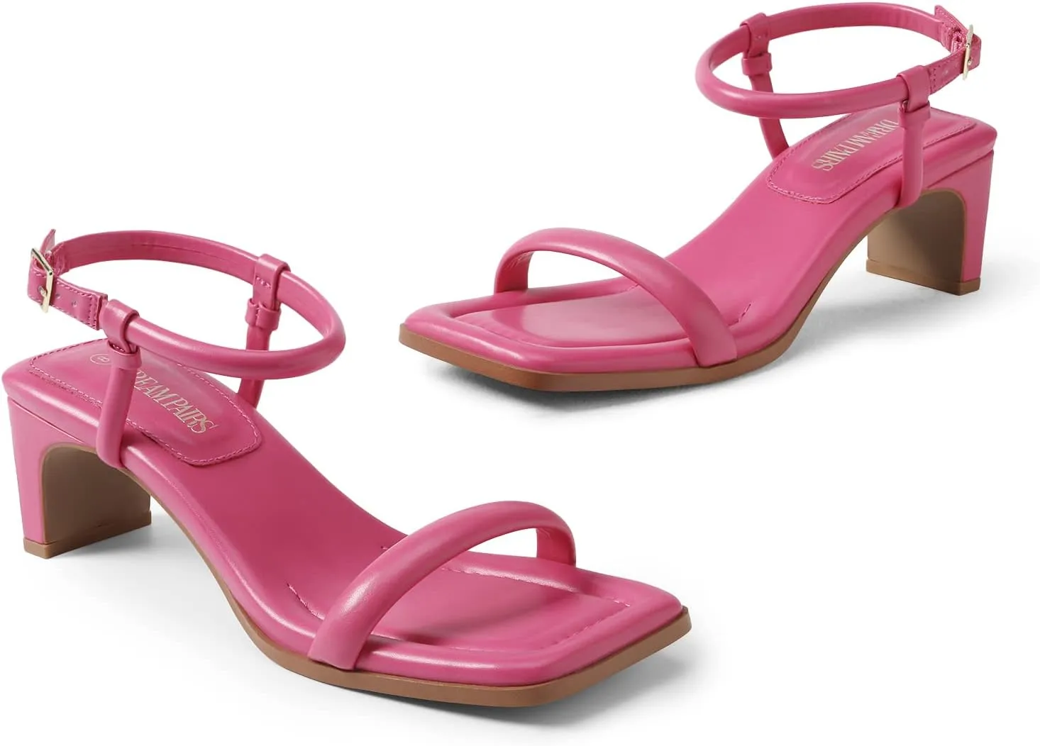 DREAM PAIRS Womens Heels Open Toe Ankle Strap Square Cute Wedding Party Sandal Comfort Dress Shoes