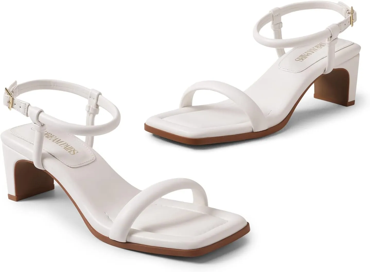 DREAM PAIRS Womens Heels Open Toe Ankle Strap Square Cute Wedding Party Sandal Comfort Dress Shoes