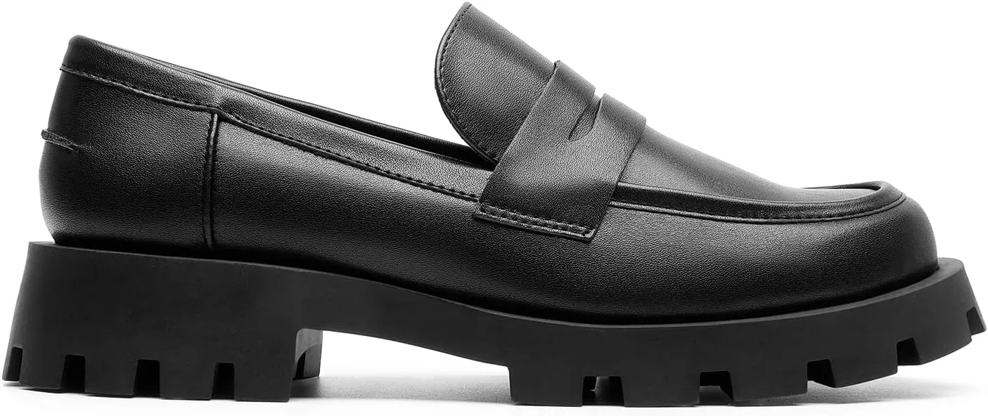 DREAM PAIRS Women's Loafers, Lug Sole Slip On Platform Chunky Penny Loafers for Women Dressy and Work, Business Casual Shoes for Women