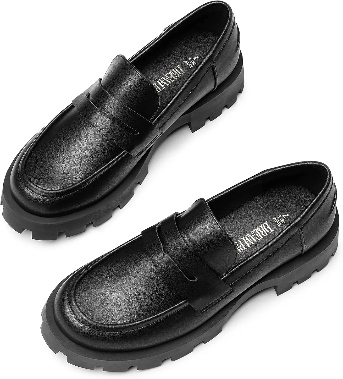 DREAM PAIRS Women's Loafers, Lug Sole Slip On Platform Chunky Penny Loafers for Women Dressy and Work, Business Casual Shoes for Women