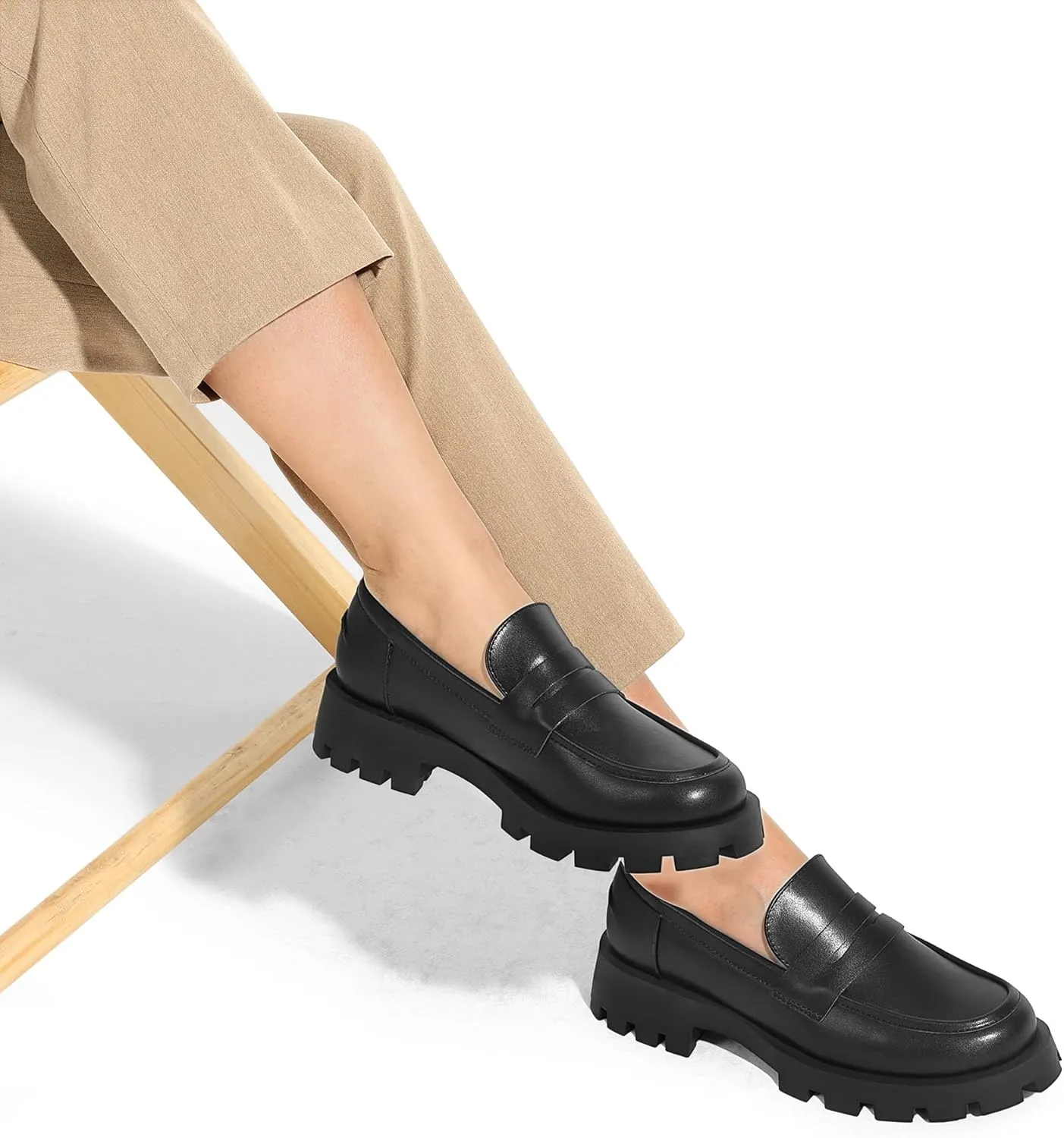 DREAM PAIRS Women's Loafers, Lug Sole Slip On Platform Chunky Penny Loafers for Women Dressy and Work, Business Casual Shoes for Women