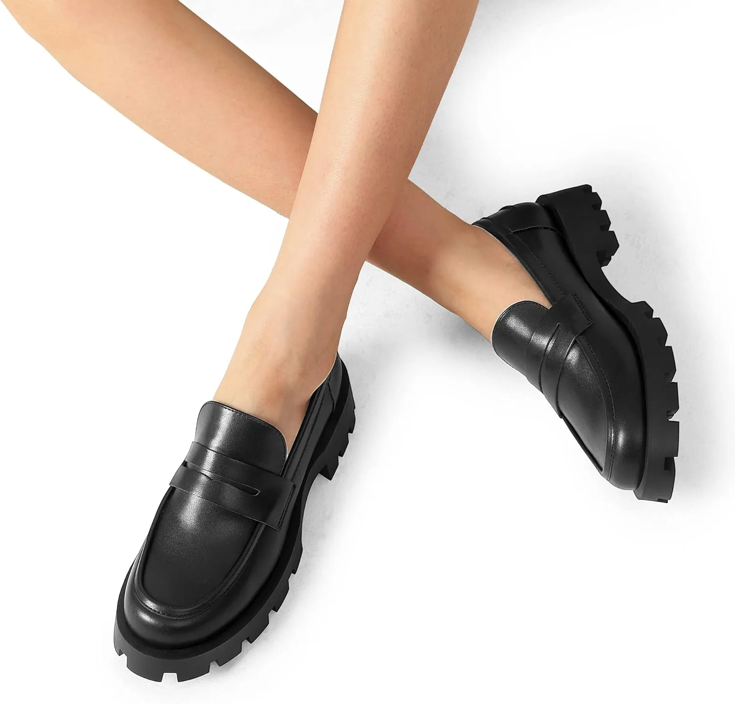 DREAM PAIRS Women's Loafers, Lug Sole Slip On Platform Chunky Penny Loafers for Women Dressy and Work, Business Casual Shoes for Women