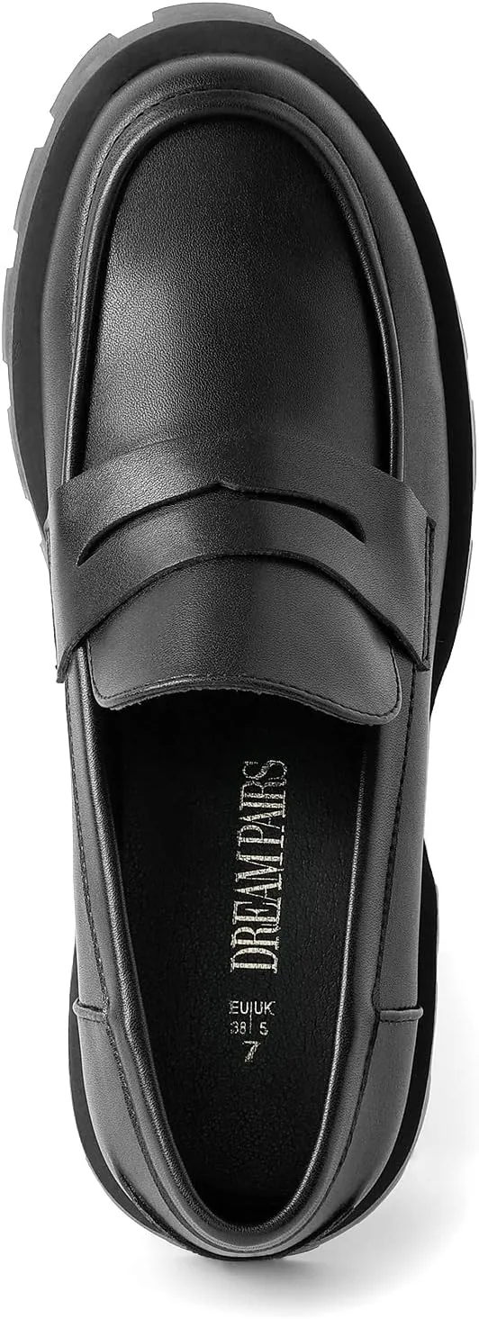 DREAM PAIRS Women's Loafers, Lug Sole Slip On Platform Chunky Penny Loafers for Women Dressy and Work, Business Casual Shoes for Women