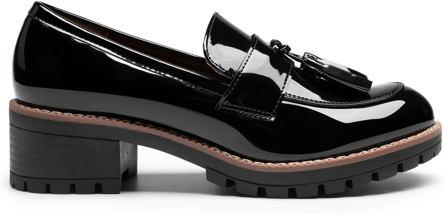 DREAM PAIRS Womens Loafers, Slip On Platform Chunky Penny Heeled Loafers for Women Dressy and Work, Business Casual Shoes for Women