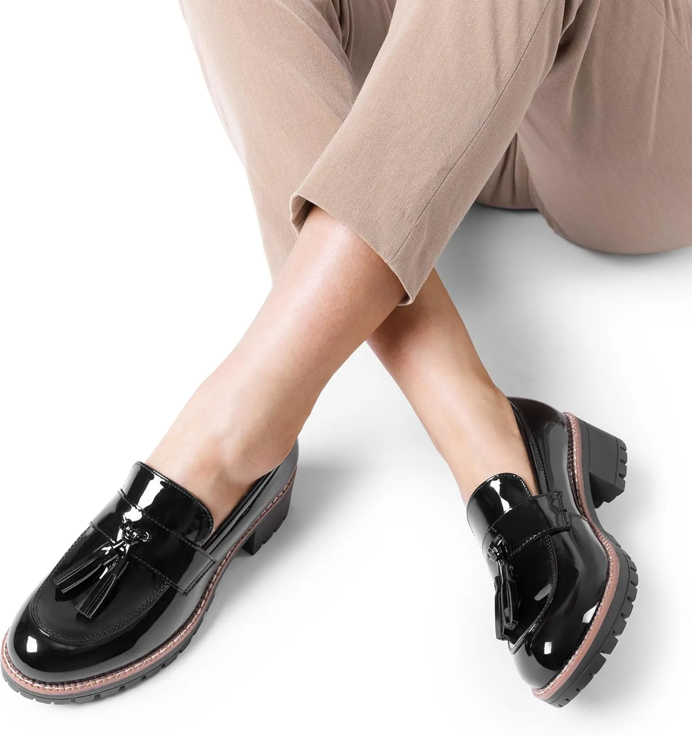 DREAM PAIRS Womens Loafers, Slip On Platform Chunky Penny Heeled Loafers for Women Dressy and Work, Business Casual Shoes for Women