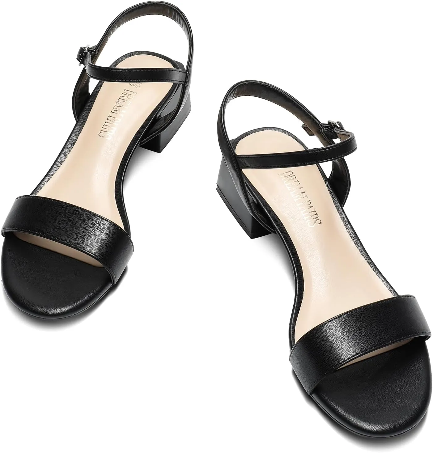 DREAM PAIRS Women's Low Heels for Women Classic Open Toe Ankle Strap Block Chunky Heel Sandals Holiday Party Wedding Dress Pumps Shoes