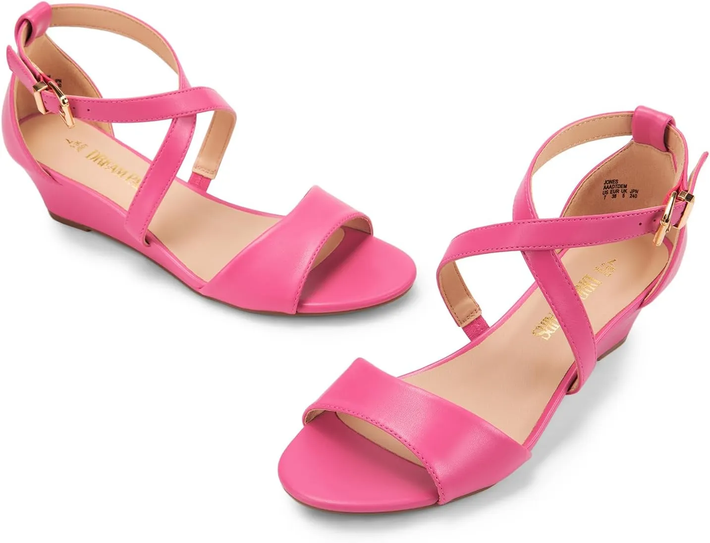DREAM PAIRS Women's Low Wedge Sandals Ankle Strap Heel Sandal Open Toe Wide Dress Summer Shoes