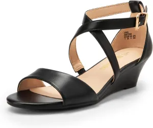 DREAM PAIRS Women's Low Wedge Sandals Ankle Strap Heel Sandal Open Toe Wide Dress Summer Shoes